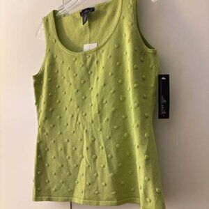 NWT Willi Smith Sleeveless Cotton Lime Green Top w/Decorative Front XL